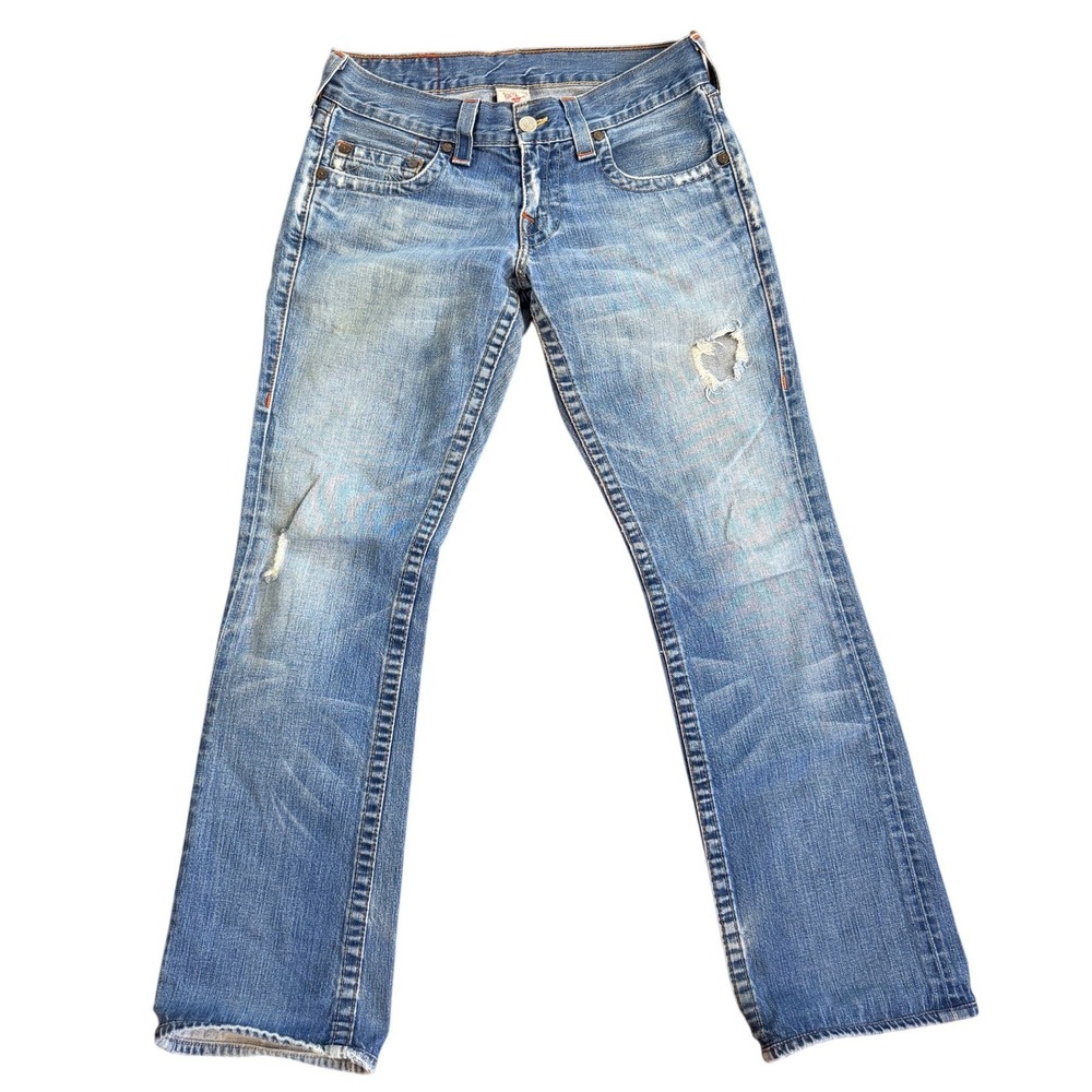 True Religion Bobby Jeans Size 30 Distressed Straight Leg Y2K Made in USA